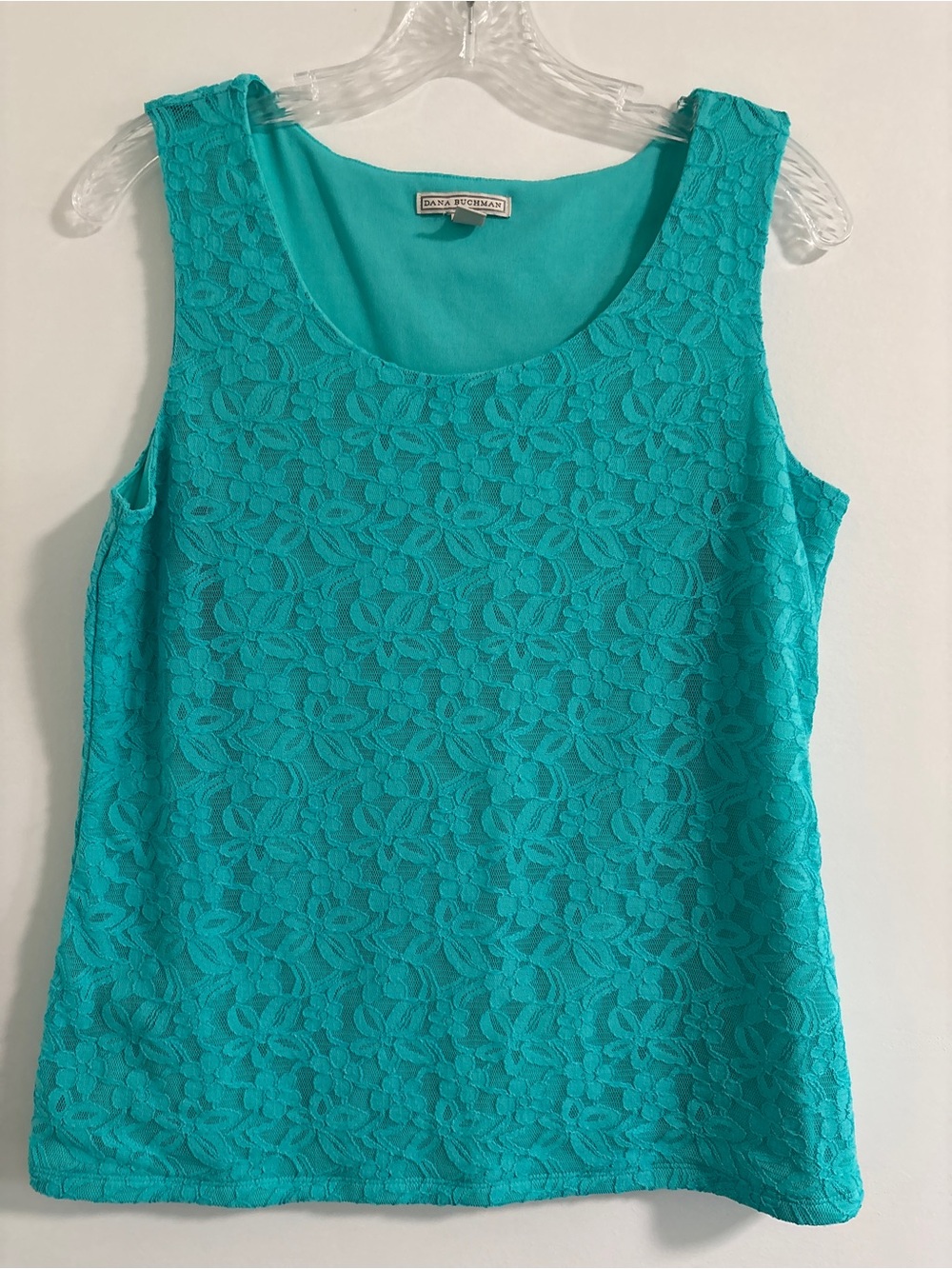 Dana Buchman Teal Lace Overlay Sleeveless Tank Size Medium SKU 3